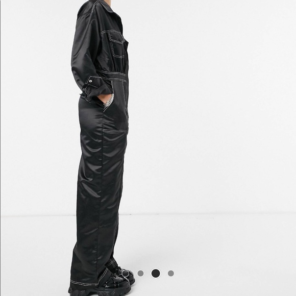 ASOS purchased / Collusion / NWT / satin jumpsuit with contrast stitch / black - Picture 3 of 11